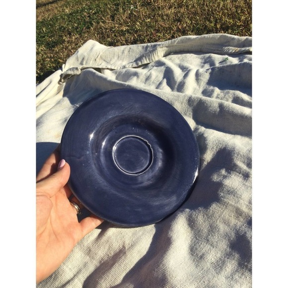 Pottery Barn saucer only 7” dark blue tea cup boho ceramic pottery hand painted - Picture 1 of 7